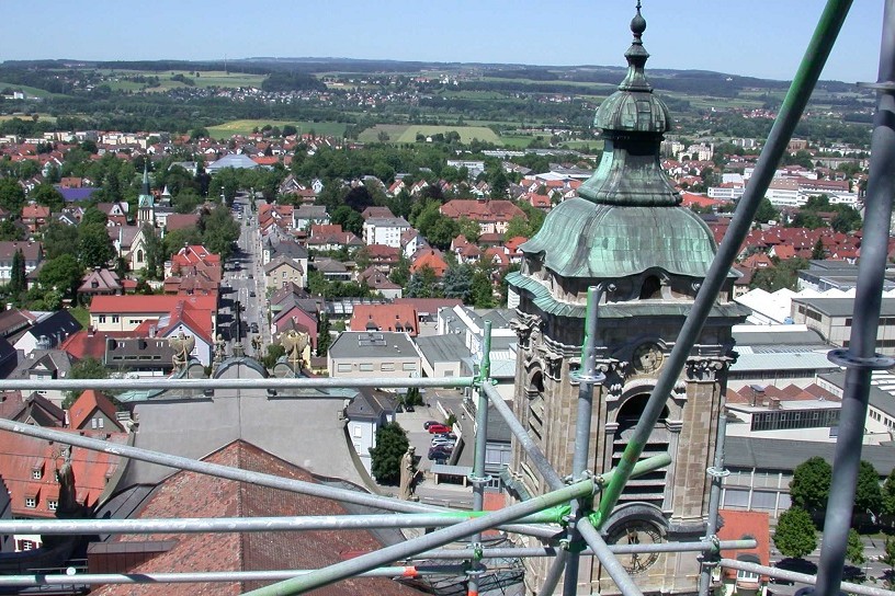 Weitblick über Oberschwaben von der Basilika Weingarten aus.